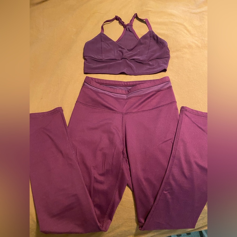 Fabletics Purple Leggings and Sports Bra Set